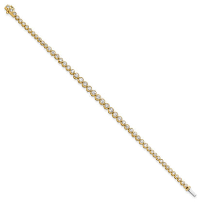 14k 3 carat Lab Grown Diamond VS/SI+ G+ Complete Round Bezel Set 7 inch Tennis Bracelet