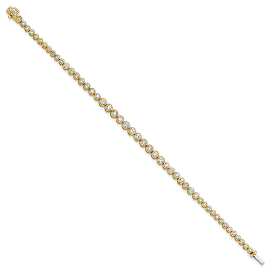 14k 3 carat Lab Grown Diamond VS/SI+ G+ Complete Round Bezel Set 7 inch Tennis Bracelet
