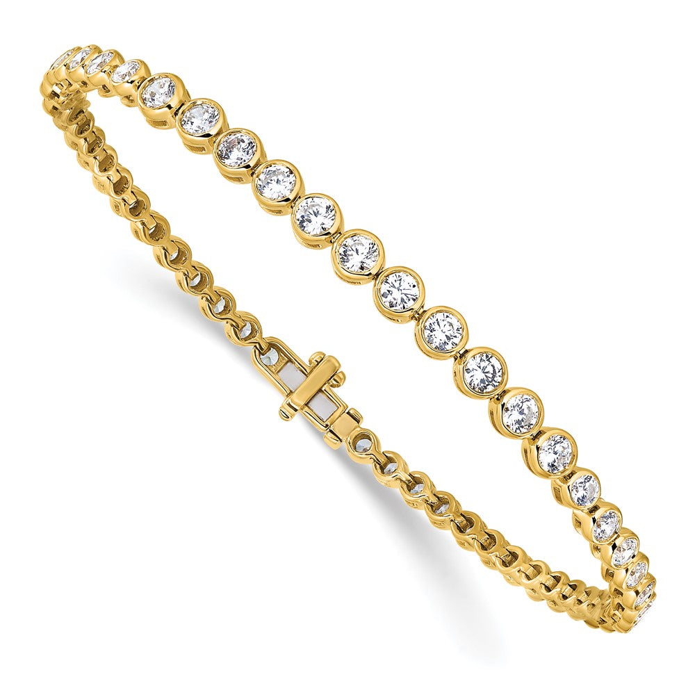 14k 3 carat Lab Grown Diamond VS/SI+ G+ Complete Round Bezel Set 7 inch Tennis Bracelet