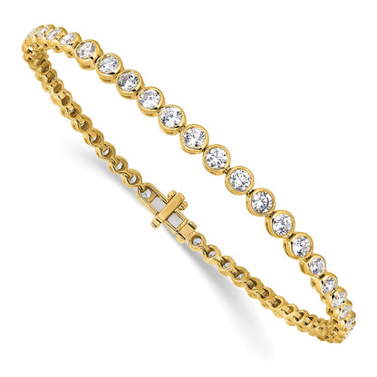 14k 3 carat Lab Grown Diamond VS/SI+ G+ Complete Round Bezel Set 7 inch Tennis Bracelet