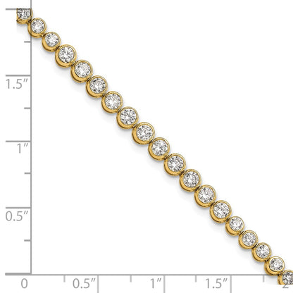14k 3 carat Lab Grown Diamond VS/SI+ G+ Complete Round Bezel Set 7 inch Tennis Bracelet