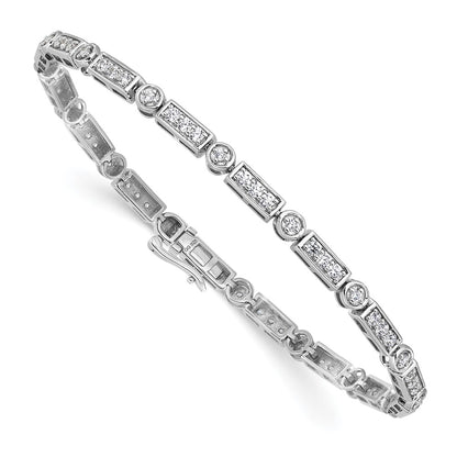 14k White Gold 1 3/8 carat Lab Grown Diamond VS/SI+ G+ Complete 7 inch Bracelet