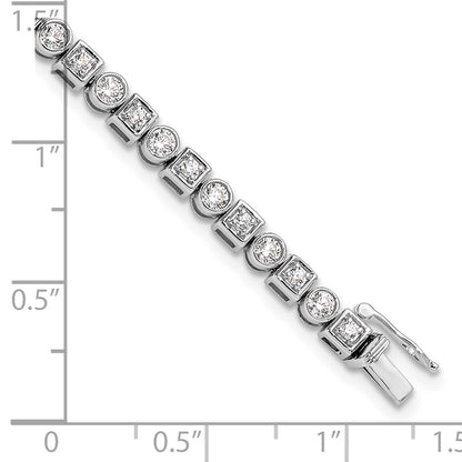 14k White Gold 2 1/8 carat Lab Grown Diamond VS/SI+ G+ Complete 6.75 inch Shapes Bracelet