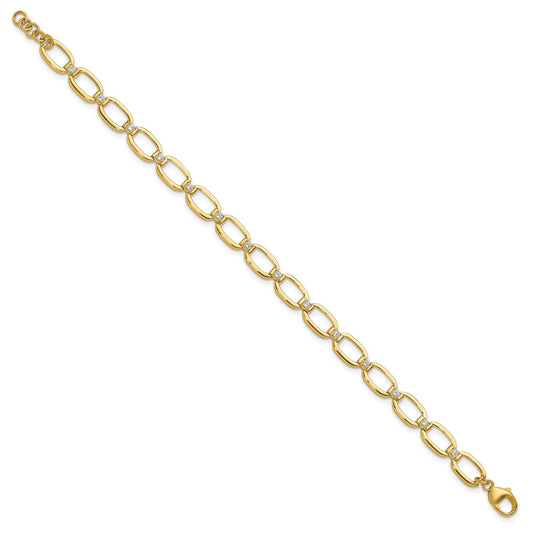 14k 1/2 carat Lab Grown Diamond VS/SI+ G+ Complete Oval Link 6.75 inch with .25 inch extension Bracelet