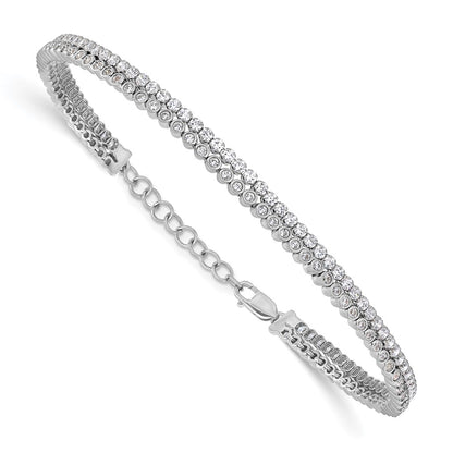 14k White Gold 2 7/8 carat Lab Grown Diamond VS/SI+ G+ Complete Double Strand 7.25 inch with 1 inch extension Bracelet