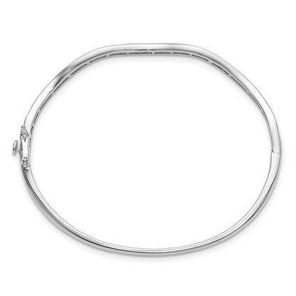 14k White Gold 1 1/4 carat Lab Grown Diamond VS/SI+ G+ Wavy Complete Bangle Bracelet
