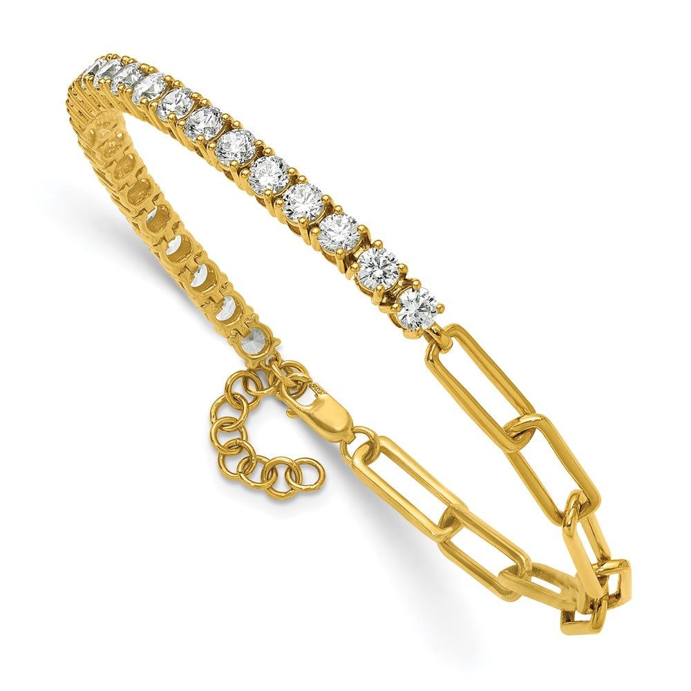 14k 3 3/4 carat Lab Grown Diamond VS/SI+ G+ Complete Half Paperclip 7 inch with 1 inch exension Bracelet