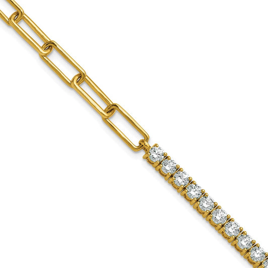 14k 3 3/4 carat Lab Grown Diamond VS/SI+ G+ Complete Half Paperclip 7 inch with 1 inch exension Bracelet