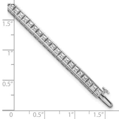 14k White Gold 7 carat Lab Grown Diamond VS/SI+ G+ Complete Princess Bezel Set Tennis Bracelet