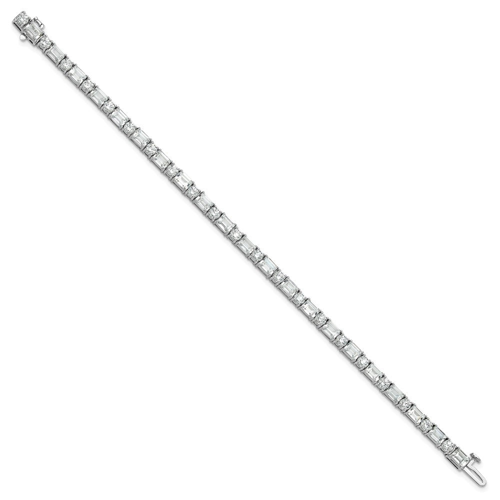 14k White Gold 10 carat Lab Grown Diamond VS/SI+ G+ Complete Emerald and Round Tennis Bracelet