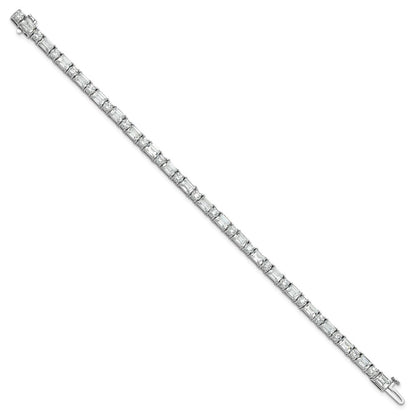 14k White Gold 10 carat Lab Grown Diamond VS/SI+ G+ Complete Emerald and Round Tennis Bracelet