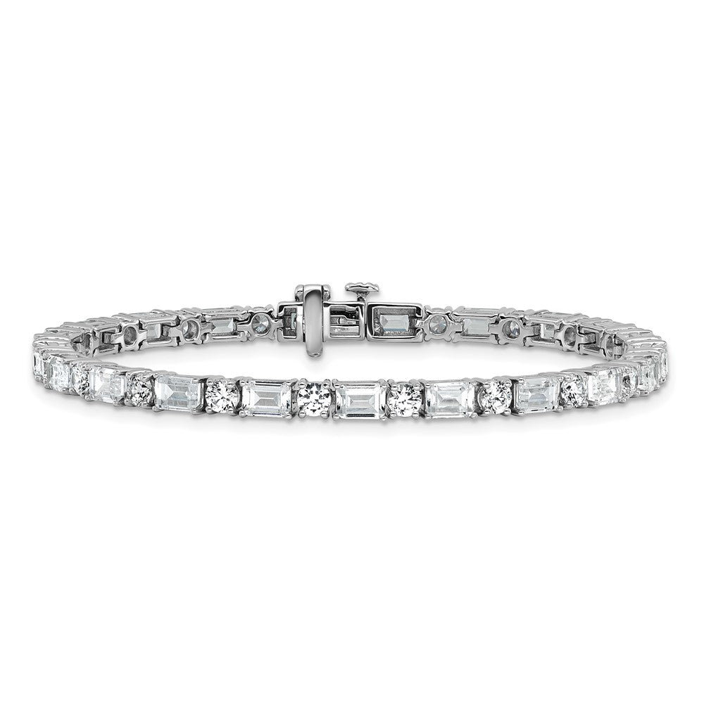 14k White Gold 10 carat Lab Grown Diamond VS/SI+ G+ Complete Emerald and Round Tennis Bracelet
