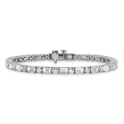 14k White Gold 10 carat Lab Grown Diamond VS/SI+ G+ Complete Emerald and Round Tennis Bracelet