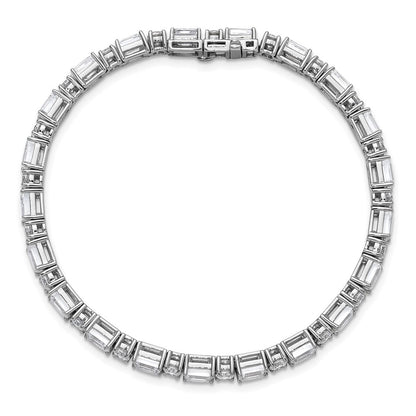 14k White Gold 10 carat Lab Grown Diamond VS/SI+ G+ Complete Emerald and Round Tennis Bracelet