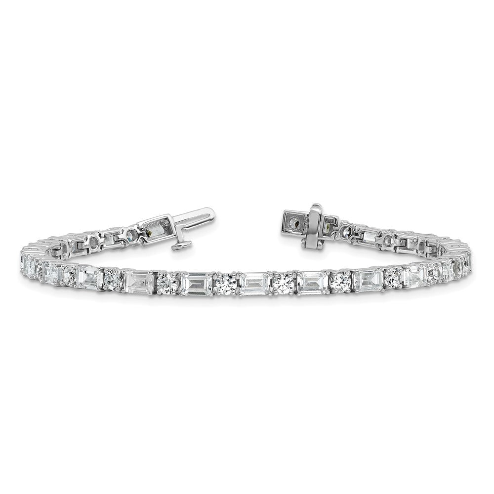 14k White Gold 10 carat Lab Grown Diamond VS/SI+ G+ Complete Emerald and Round Tennis Bracelet