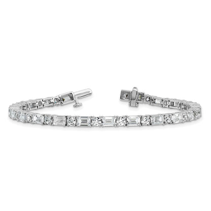 14k White Gold 10 carat Lab Grown Diamond VS/SI+ G+ Complete Emerald and Round Tennis Bracelet