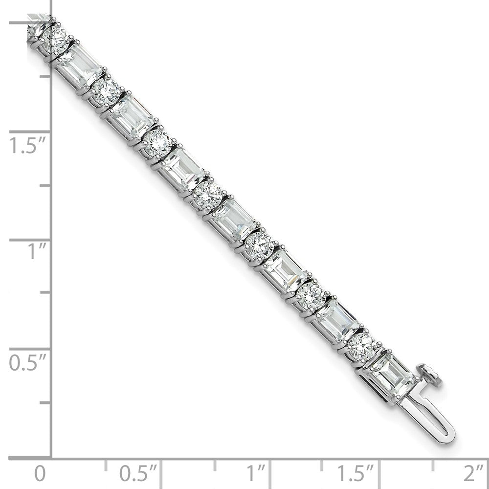 14k White Gold 10 carat Lab Grown Diamond VS/SI+ G+ Complete Emerald and Round Tennis Bracelet