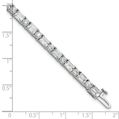 14k White Gold 10 carat Lab Grown Diamond VS/SI+ G+ Complete Emerald and Round Tennis Bracelet