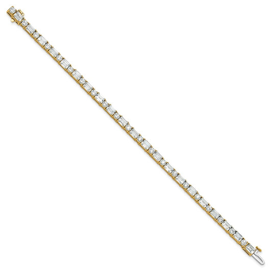 14k 10 carat Lab Grown Diamond VS/SI+ G+ Complete Emerald and Round Tennis Bracelet