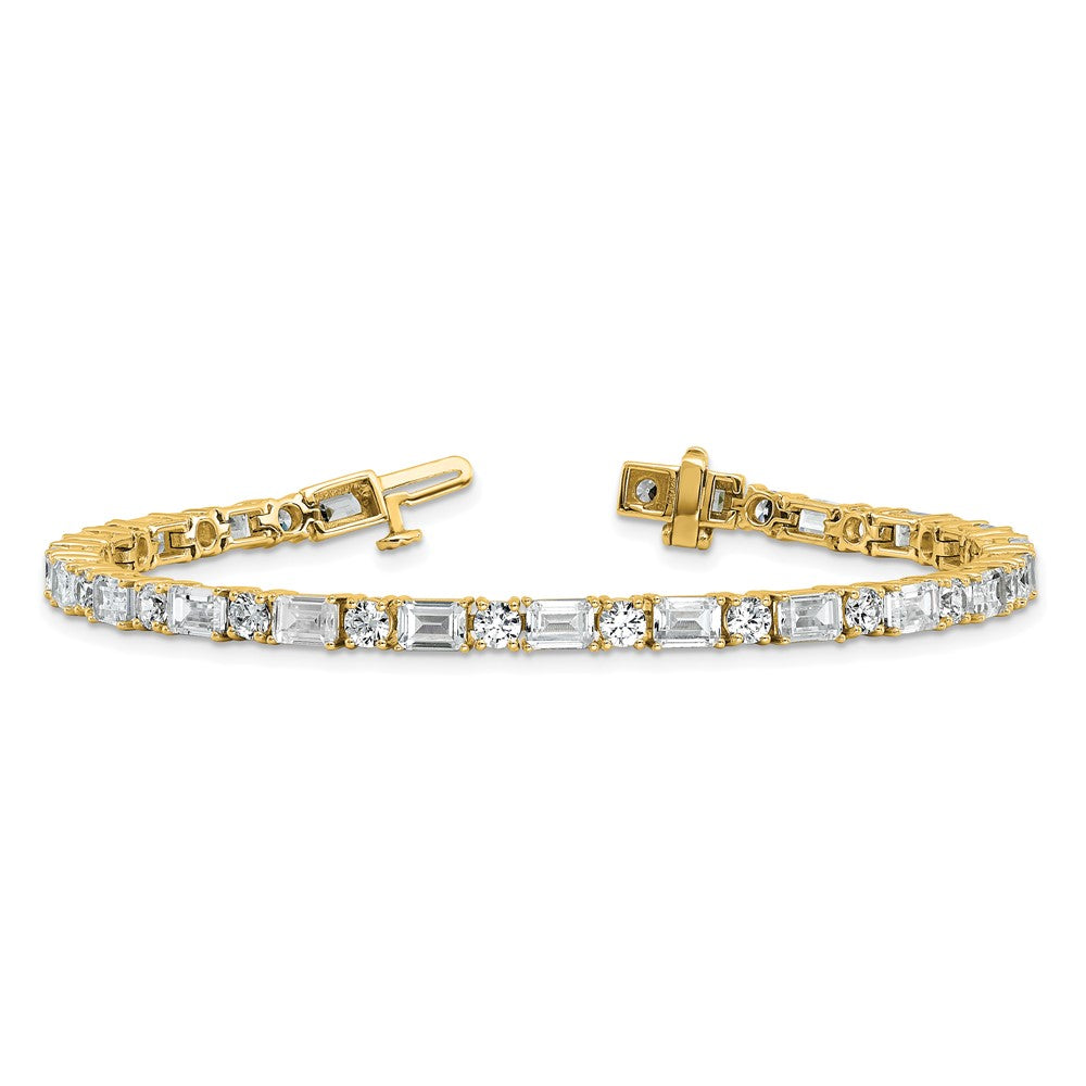 14k 10 carat Lab Grown Diamond VS/SI+ G+ Complete Emerald and Round Tennis Bracelet