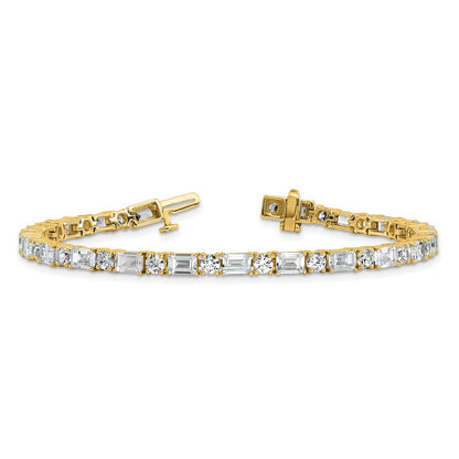 14k 10 carat Lab Grown Diamond VS/SI+ G+ Complete Emerald and Round Tennis Bracelet