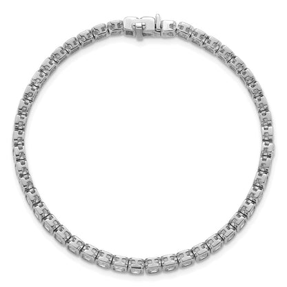 14k White Gold 6 1/2 carat Lab Grown Diamond VS/SI+ G+ Complete Emerald Bezel Set Tennis Bracelet