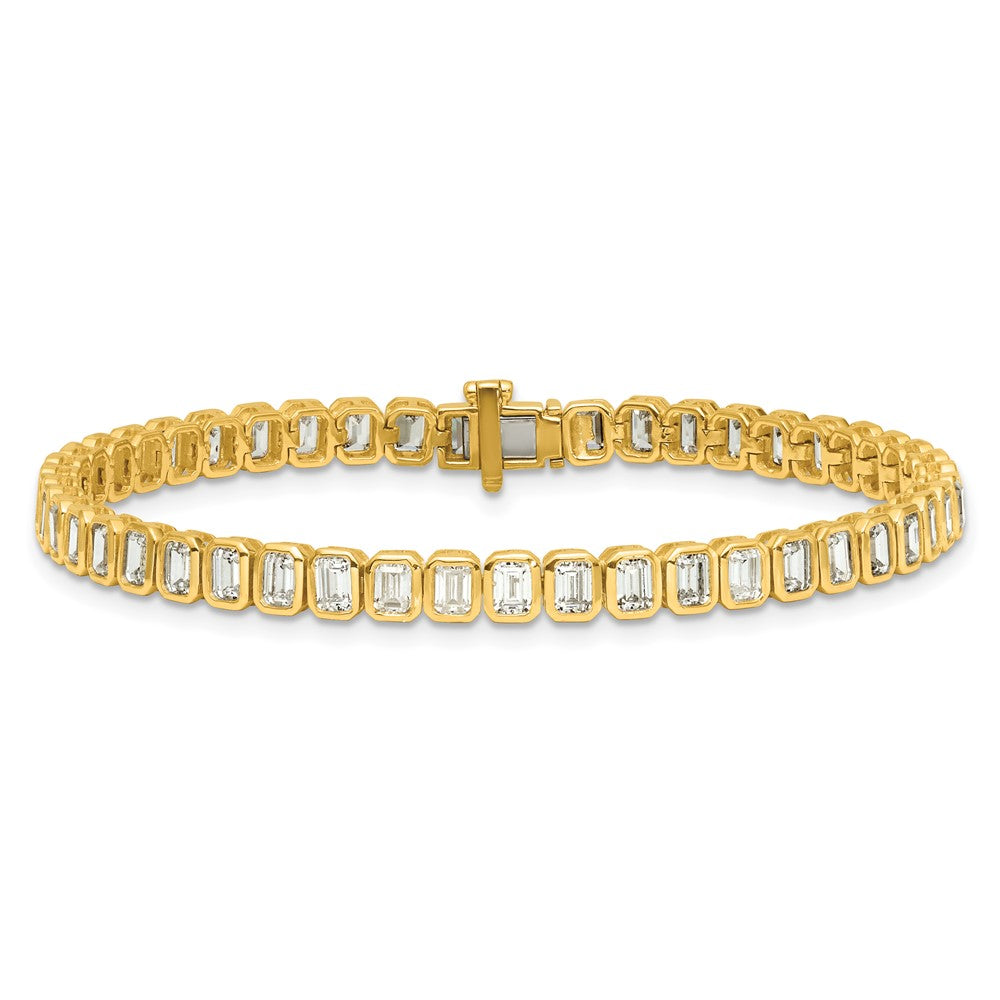 14k 6 1/2 carat Lab Grown Diamond VS/SI+ G+ Complete Emerald Bezel Set Tennis Bracelet