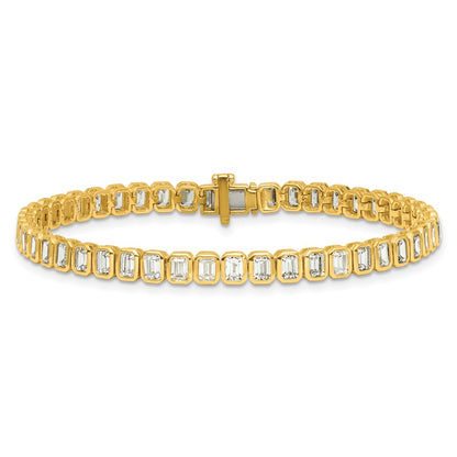14k 6 1/2 carat Lab Grown Diamond VS/SI+ G+ Complete Emerald Bezel Set Tennis Bracelet