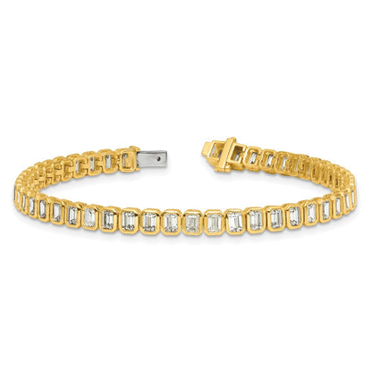 14k 6 1/2 carat Lab Grown Diamond VS/SI+ G+ Complete Emerald Bezel Set Tennis Bracelet