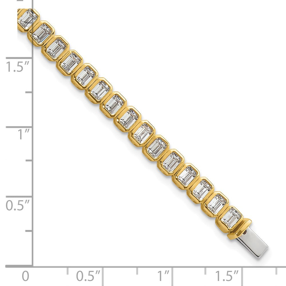 14k 6 1/2 carat Lab Grown Diamond VS/SI+ G+ Complete Emerald Bezel Set Tennis Bracelet