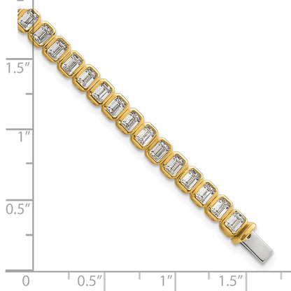14k 6 1/2 carat Lab Grown Diamond VS/SI+ G+ Complete Emerald Bezel Set Tennis Bracelet