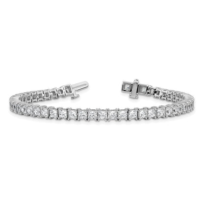 14k White Gold 10 carat Lab Grown Diamond VS/SI+ G+ Complete Princess Prong Set Tennis Bracelet