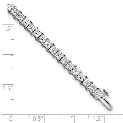 14k White Gold 10 carat Lab Grown Diamond VS/SI+ G+ Complete Princess Prong Set Tennis Bracelet