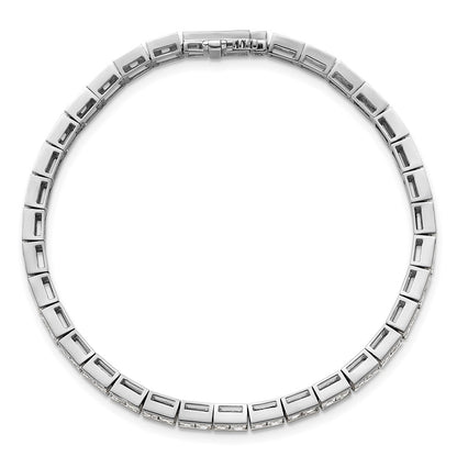 14k White Gold 5 carat Lab Grown Diamond VS/SI+ G+ Complete Princess Bezel Set Tennis Bracelet
