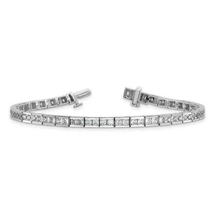 14k White Gold 5 carat Lab Grown Diamond VS/SI+ G+ Complete Princess Bezel Set Tennis Bracelet
