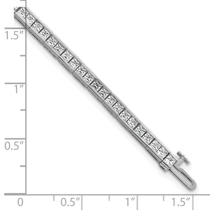 14k White Gold 5 carat Lab Grown Diamond VS/SI+ G+ Complete Princess Bezel Set Tennis Bracelet