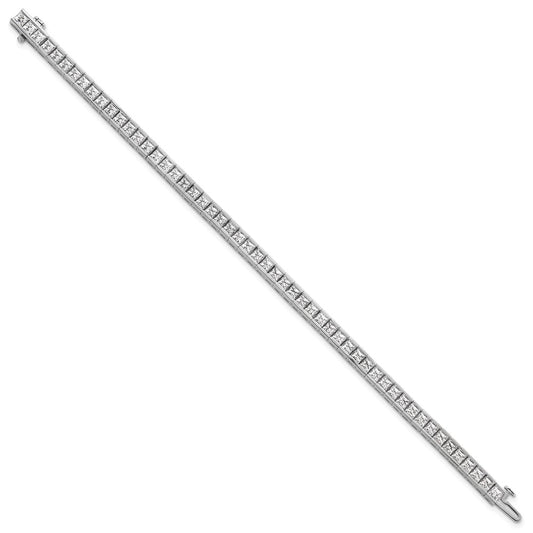 14k White Gold 10 carat Lab Grown Diamond VS/SI+ G+ Complete Princess Bezel Set Tennis Bracelet