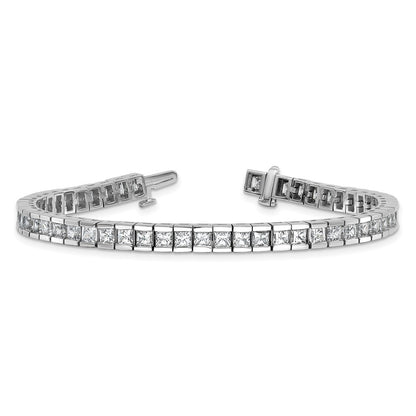 14k White Gold 10 carat Lab Grown Diamond VS/SI+ G+ Complete Princess Bezel Set Tennis Bracelet