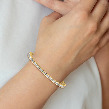 14k 5 carat Lab Grown Diamond VS/SI+ G+ Princess Tennis Bracelet