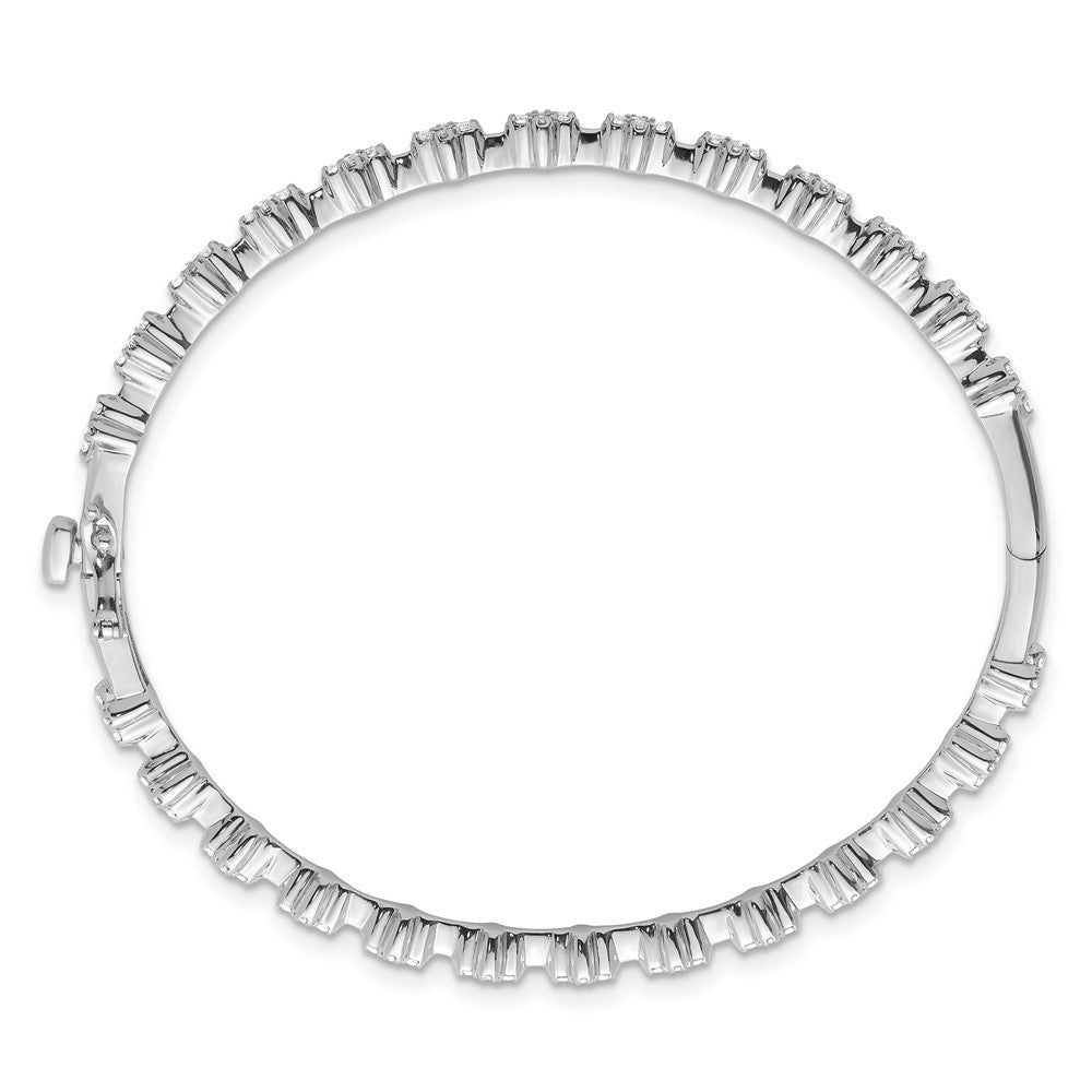 14k White Gold 1 carat Lab Grown Diamond VS/SI+ G+ Complete Hinged Bangle Bracelet