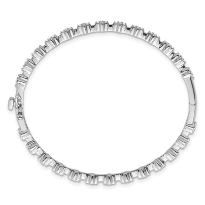 14k White Gold 1 carat Lab Grown Diamond VS/SI+ G+ Complete Hinged Bangle Bracelet
