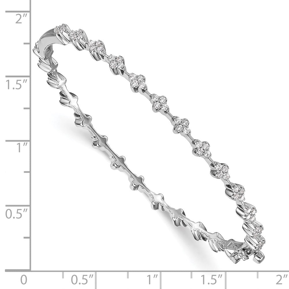 14k White Gold 1 carat Lab Grown Diamond VS/SI+ G+ Complete Hinged Bangle Bracelet