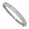 14k White Gold 5 carat Lab Grown Diamond VS/SI+ G+ Round and Princess Hinged Complete Bangle Bracelet