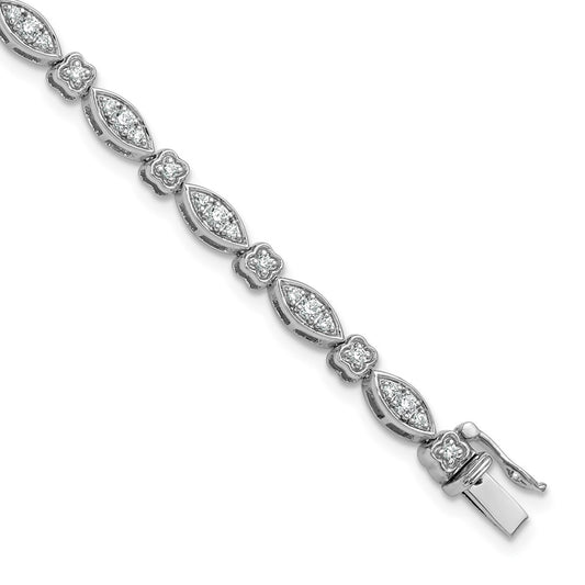 14k White Gold 1 carat Lab Grown Diamond VS/SI+ G+ Complete 7 inch Fancy Bracelet