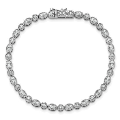 14k White Gold 7/8 carat Lab Grown Diamond VS/SI+ G+ Complete 7 inch Fancy Bracelet