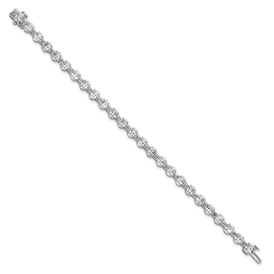 14k White Gold 11 carat Lab Grown Diamond VS/SI+ G+ Complete Round and Oval 7 inch Fancy Tennis Bracelet
