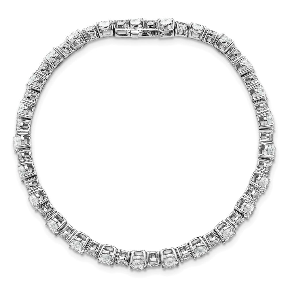 14k White Gold 11 carat Lab Grown Diamond VS/SI+ G+ Complete Round and Oval 7 inch Fancy Tennis Bracelet