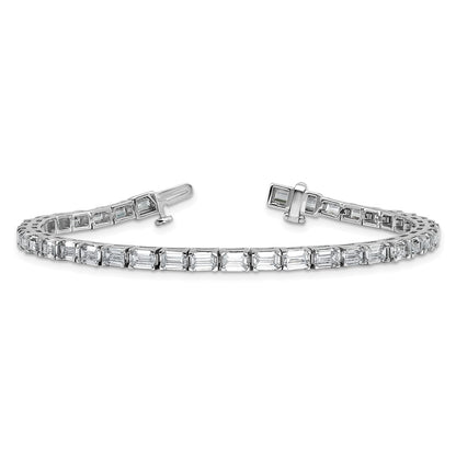 14k White Gold 10 carat Lab Grown Diamond VS/SI+ G+ Complete Emerald Tennis Bracelet