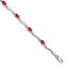 10k White Gold Diamond and Oval Ruby Wavy Link 7 inch Bracelet