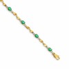 10k Diamond and Oval Emerald Twisted Link 7 inch Bracelet
